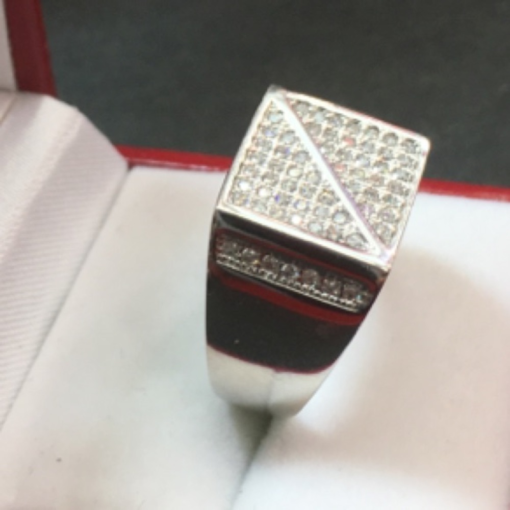 Crystal ring solid Silver Men's BlingBling… - Picture 2 of 4